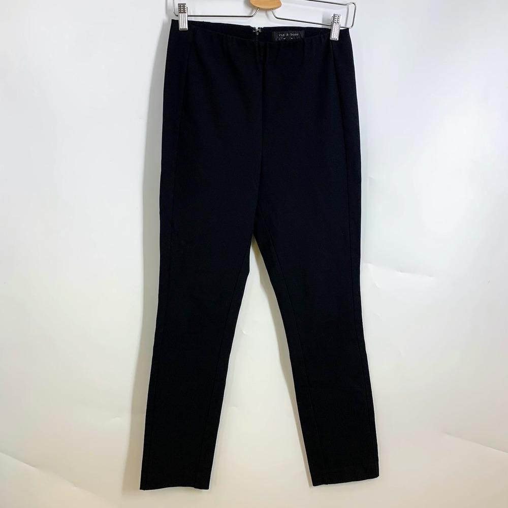Rag & Bone Black Stretch Waist Ankle Pants‎ Size 8 Elastic Back Zip